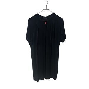 Citi knit 1X black acetate travel Button Front Short Sleeve Top new with tags